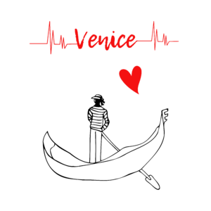 Velencei gondolás – Szívdobogás Venice felirattal